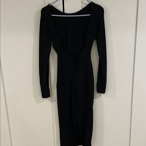 Lulu's Elegant Black Long Sleeve Dress